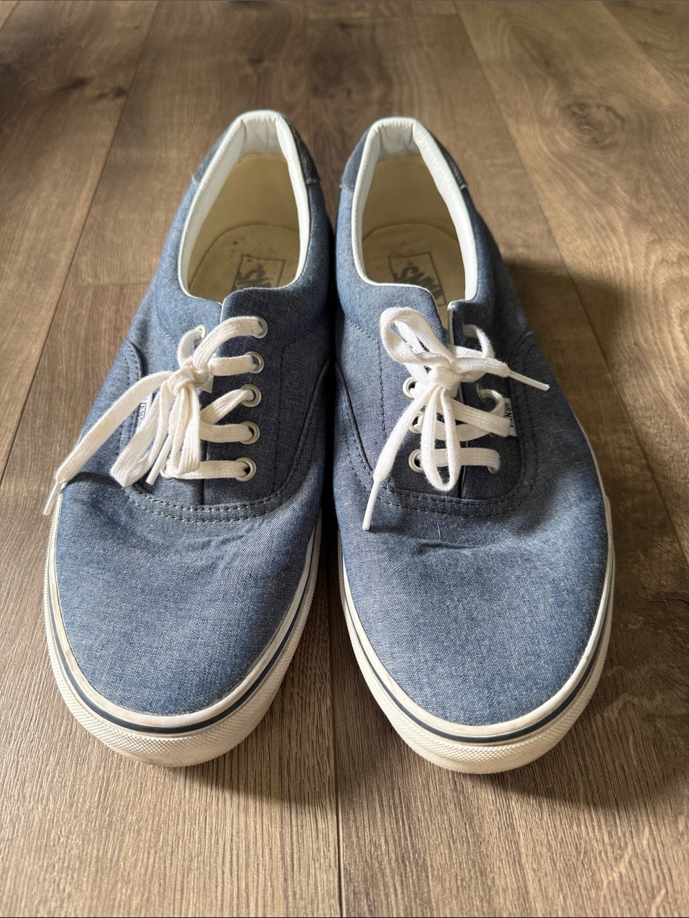 Vans Men's Blue Canvas Low-Top Sneakers with White Laces